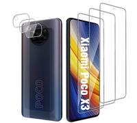 Jinshiweikai 6 Pieces, 3 x Tempered Glass Film for Xiaomi Poco X3 and 3 x Rear Camera Protective Films, 9H Hardness, Anti-Scratch, Anti-Fingerprint, HD Clear