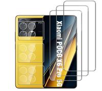 Jinshiweikai 6 Pieces, 3 x Tempered Glass Film for Xiaomi POCO X6 Pro 5G and 3 x Rear Camera Protective Film, 9H Hardness, Anti-Scratch, Anti-Fingerprint, HD Clear