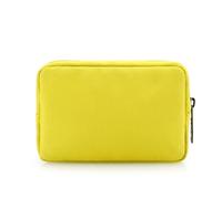 JINSI Small Makeup Bag Cosmetic Pouch Zipper Mini Tech Charger Cable Electronic Organizer Case Travel Accessories (Yellow)