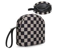 JINSI Travel Headphone Case Wireless Bluetooth Headphone Case Compatible with Sony JBL And Other Brands Universal Brand Headphones Storage Cover Pouch Bag Portable Headset Bag (Khaki_Checkered)