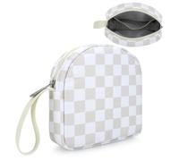 JINSI Travel Headphone Case Wireless Bluetooth Headphone Case Compatible with Sony JBL And Other Brands Universal Brand Headphones Storage Cover Pouch Bag Portable Headset Bag (Cream_Checkered)