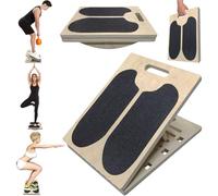 Jinsihou 2-in-1 Wooden Balance Board & Slant Board, Non-Slip Calf & Hamstring Stretcher, Adjustable Incline Ramp for Heel Elevated Squat, Deadlift, Yoga, Pilates, Physical Therapy, Balance Training