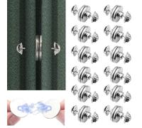 Jinsion 12 Pairs Curtain Magnets, Magnetic Curtain Clips, Removable Shower Curtains Closer Holdback Button Pins, Curtain Weights Magnets Closure for Home Office Hotel Bedroom Bathroom Daily Use