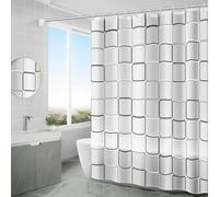 Jinsion 200 x 200cm PEVA Waterproof Anti-Mould Proof Resistant, Shower Curtain with 16 Hooks, White Anti Bacterial Washable Bathroom Curtain, for Bathroom, House, Hotel