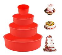 Jinsion 4 Pack Silicone Cake Tins for Baking, 4+6+8+10 Inch Silicone Baking Moulds, Round Bakeware Trays for Cake, Non Stick Round Cake Tin Mould for Baking LayerCake, Cheesecake