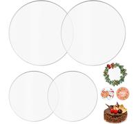 Jinsion 4 Pcs Acrylic Cake Disc, Diameter 6inch/ 8inch, Round Base Board, 15cm/ 20cm Reusable Clear Discs, Transparent Circle Cake Bases, for Baking