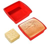 Jinsion 8 Inch Silicone Baking Tray, 2 Pieces Silicone Cake Moulds for Baking with Non-Slip Grips, 20cm Non-Stick Brownie Pan Moulds, Flexible Square Cake Tin for Cheesecake, Bread, Chocolate Pie