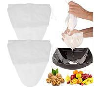 Jinsion Nut Milk Bag, Pack of 2 Reusable Filter Cloth for Nut, Oat Milk, Coffee, Tea, Soy Milk, Vegetable Juice, 30 x 30 cm, Organic, Washable, Heat Resistant, Multifunctional Filter Bag