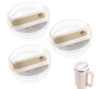 Jinsion Stanley Cup Lid Replacement, Pack of 3 Travel Tumbler Lid, Replacement Lid for 40 oz Cups, Screw Top, Cream, Plastic