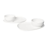 jinsongdaf Soup and Sandwich Plate Combo, 400 ML Soup Mug/Bowl with Tray, Porcelain Breakfast Kitchen Plate Set Cereal Bowl, for Brunch or Dinner, 4 Piece Set