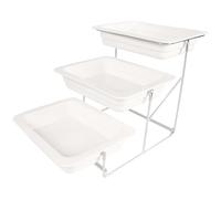 jinsongdafa 3 Tier Serving Tray Set, Porcelain Tiered Serving Trays Platters, Sturdier Stand with Stable Cross Bars, Serving for Party Entertaining Food Display Fruit Dessert, 3 Tier deep Tray