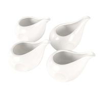 jinsongdafa 4 Pack 250 ML Classic White Creamer - Small Creamer Pitcher Set - Fine Porcelain Small Milk Pitcher - Ceramic Creamer Pitcher for Coffee Milk Sauces Salad, Microwave & Freezer Safe
