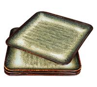 jinsongdafa Ceramic Dinner Plates Set, 22.7 CM Dessert Plates Set of 4, for Platter Tray Serving Plate - Microwave Dishwasher Safe,Scratch Resistant,Dinnerware Kitchen Porcelain Serving Dishes, Square