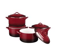 JINSONGDAFA Ceramic Mini Cocotte Set, 500 ML Small Casserole Dishes with Lids and Handles, Individual Baking Ramekins, Oven, Microwave & Dishwasher Safe 16.4 CM