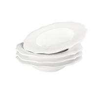 jinsongdafa Ceramic Rimmed Soup Bowl, 250ml, 13.5cm. A Delicate Little Soup Plate for 4, This Set with a Rimmed Pasta Plate is an Excellent Choice for Hotels, Kitchens, and fine Dining Restaurants.
