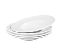 jinsongdafa Ceramic Rimmed Soup Bowl, 400ml, 30.1cm. A Delicate Little Soup Plate for 4, This Set with a Rimmed Pasta Plate is an Excellent Choice for Hotels, Kitchens, and fine Dining Restaurants.