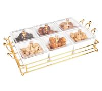 jinsongdafa Ceramic Serving Bowls with lid Metal Dishes, 6 Removable Small Bowls Relish Tray Nuts Dishes for Snack, Fruits, Sugar, Candies - for Parties, Party, Gift
