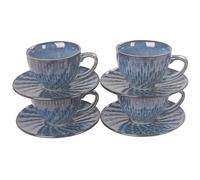 jinsongdafa Coffee Mugs Set, 200 ML,Ceramic Tea Cup with Saucer, Espresso Cups 8-Piece, Stackable Cups, for Latte,Hot Tea,Cappuccino, Mocha, Cocoa, Dishwasher & Microwave Safe, Royal Blue