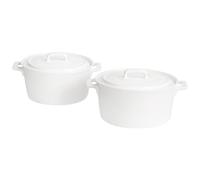 jinsongdafa Mini Casserole Dish Set of 2, Cocotte with Lids, Round 680 ML French Ceramic Serving Soup Tureen, Chip and Crack Resistant Baking Dish - Microwave, Dishwasher, Oven and Fridge Safe