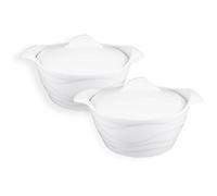 jinsongdafa Mini Casserole Dish Set of 2, Cocotte with Lids, Round 900 ML French Ceramic Serving Soup Tureen,Resistant Baking Dish - Microwave, Dishwasher, Oven and Fridge Safe