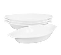 jinsongdafa Mini Ceramic Oval Au Gratin Dishes 200ML, Set of 4 Banana Split Boats, Oven Microwave Safe, for 1 person servings, Bakeware with Two Handle for Restaurant Kitchen and Home, 21 x 11.6 CM