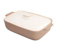jinsongdafa Porcelain Casserole Dish with Glass Lid and bracket, Serving Soup Tureen,Chafing Dish for Buffet, Food preserve Tray, Catering Casserole for Party Style, Brown 1600 ML