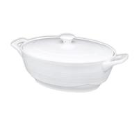 jinsongdafa Porcelain Oval Casserole Dish with Handles, Soup Pot, 1800 ml, French White Ceramic Bakeware Set with Lid, Microwave, Dishwasher, Oven and Fridge Safe (30.7 cm)