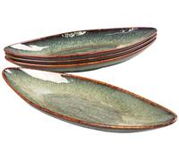 jinsongdafa Serving Platter Olives Plate Large Serving Tray, Set of 4, for Entertaining, Porcelain Trays for Platters, Salad, Plates, Serving,Appetizer - Microwave, Dishwasher Safe, Black 39 CM
