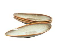 jinsongdafa Serving Platter Olives Plate Large Serving Tray, Set of 4, for Entertaining, Porcelain Trays for Platters, Salad, Plates, Serving,Appetizer - Microwave, Dishwasher Safe, Brown 33.7 CM