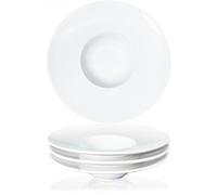 Jinsongdafa Set of 4 Soup Bowls, Soup Bowls and Pasta Plates 150ml - White with Porcelain Edge, Best Gift (21.5cm)