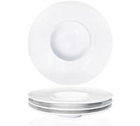 jinsongdafa Soup Bowls, Soup plates with Rim, 250 ml Pasta Bowl Set of 4, White Shallow Bowl Plates, Porcelain Bowls with Rimmed, best choice for Gourmets, high-end restaurants and chefs, White 26.4CM