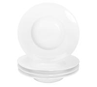 jinsongdafa Soup Bowls, Soup Plates with Rim, 300 ml Pasta Bowl Set of 4, White Shallow Bowl Plates, Porcelain Bowls with Rimmed, Best Choice for Gourmets, high-end Restaurants and Chefs, 25.5CM