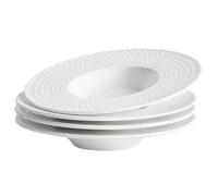 jinsongdafa Soup Bowls, Soup Plates with Rim, 300 ml Pasta Bowl Set of 4, White Shallow Bowl Plates, Porcelain Bowls with Rimmed, Best Choice for Gourmets, high-end Restaurants and Chefs,Hive 28CM