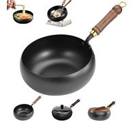 Jinswhdre Cast Iron Skillet,Suntuup Japanese Iron Pan,9.5/10.24/11in Uncoated Pure Iron Skillet with Lid,Traditional Hand-Forged Japanese Large Belly Pot,for Kitchen Culinary (No Lid,11 in)