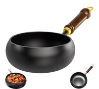 Jinswhdre Cast Iron Skillet, Uncoated Pure Iron Skillet, 9.5/11in Traditional Hand-Forged Japanese Large Belly Pot, Durable and Versatile Cookware (No Lid,11in)
