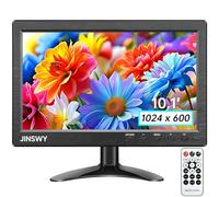 JINSWY 10.1" Security Monitor, 1024x600 HD Display, HDMI VGA BNC AV USB Ports, Built-in Speakers & Remote Control, for CCTV Surveillance, DVR, PC, Raspberry Pi