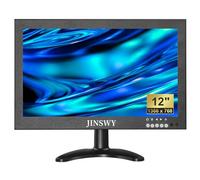 JINSWY 12" Mini Security Monitor, IPS 1366x768 Metal Screen, HDMI/VGA/AV/BNC/USB Input, Built-in Speakers & Remote, for CCTV Surveillance and Security Systems