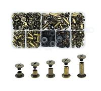 JINTANG 100 Set Chicago Screws 4/6/8/10/15mm Binding Screws Chicago Binding Screws Kit, Brown Nail Rivet Chicago Button, Cross Head Chicago Screws for Leather Belt DIY Book Scrapbook Bookbinding