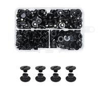 JINTANG 100 Sets Chicago Screw Posts, M5x4mm, Rivet Chicago Binding Screws, Metal Rivet Replacement Repair for Bags, Collar, Harness, Luggage, Purse, Dog Lead, Backpack, Belt (Matte/Dark Black)