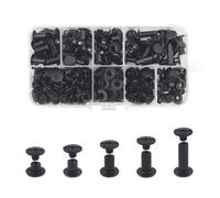JINTANG 100 Sets Chicago Screws M5*4/6/8/10/15mm Chicago Book Binding Screws Rivets for Leather Metal Rivet Replacement Repair for DIY Book Scrapbook Bookbinding, Bags,Collars(Matte/Dark Black)