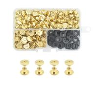 JINTANG 100 Sets M5x4mm Chicago Screws Leather Rivets for Fabric Chicago Binding Screws Buttons Metal Studs Rivets for Decorate and Repair Belts Bags Shoes Purse Dog Collar Leather Craft（Golden)