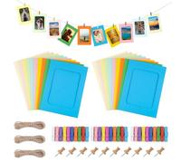 JINTANG 30 Pcs cardboard photo frames,6x4 Inch Paper Photo Frame,hanging picture display frames,DIY photo wall display with 30 pcs photo clips and 3 pcs string Set (Colorful)