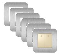 JINTANG 6Pcs Light Switch Cover Plates, Silver Light Switch Covers, Single Light Switch Plate, Square Self-Adhesive Switch Surround Plate Stick on Wall for Home Office Wall Switch Decor (8.6 * 8.6cm)