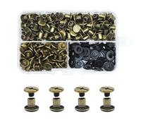 JINTANG 90 Set Chicago Screws Posts for Leather Rivets M5*5mm Chicago Book Binding Screws Rivets Cross Head Chicago Button Screws for DIY Book Scrapbook Bookbinding, Bags,Collars,Brown