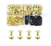 JINTANG 90 Set Chicago Screws Posts for Leather Rivets M5*5mm Chicago Book Binding Screws Rivets Cross Head Chicago Button Screws for DIY Book Scrapbook Bookbinding, Bags,Collars,Golden