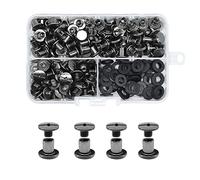 JINTANG 90 Set Chicago Screws Posts for Leather Rivets M5*5mm Chicago Book Binding Screws Rivets Cross Head Chicago Button Screws for DIY Book Scrapbook Bookbinding, Bags,Collars (Matte Black)
