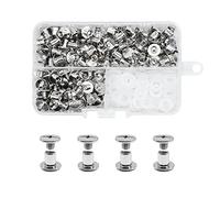 JINTANG 90 Sets Chicago Screws Post M5*5mm Chicago Book Binding Screws Rivets for Leather Metal Stud Nail Rivets Replacement Repair for DIY Book Scrapbook Bookbinding, Bags,Collars (Silvery)