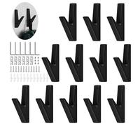 JINTANG Coat Hooks Black Matt, 12 Pieces, Zinc Alloy, Wall Mount, Minimalist Style, Up to 20 kg/44 lbs, Bathroom, Kitchen, Bedroom, Living Room, Garden, Office, Toilet, Hallways, Foyers