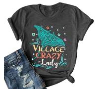 JINTING Magic Princess Tshirt Women Ocean Princess Shirts Village Crazy Shirt Summer Beach Vacation Tee, Dark Gray, L