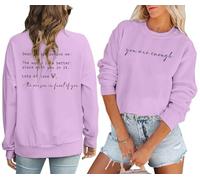 JINTING You Are Enough Sweatshirt for Women Mental Health Dear Person Behind Me Hoodie Shirt Inspirational Pullover Top, Purple, S